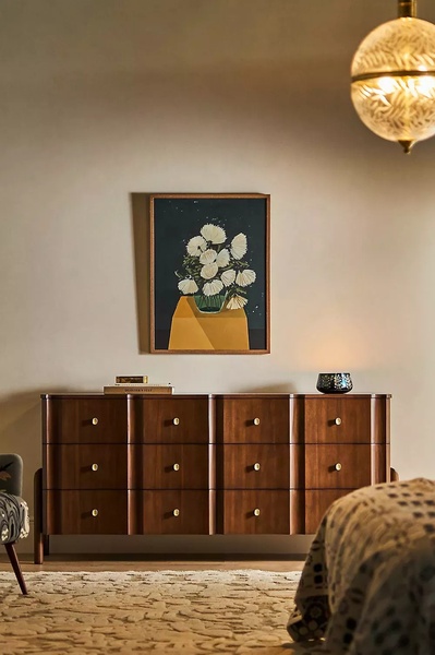 wooden dresser, bedroom dresser, storage cabinet, chest of drawers, bedroom furniture, brand awareness, lifestyle, calm, luxurious, brown, neutral